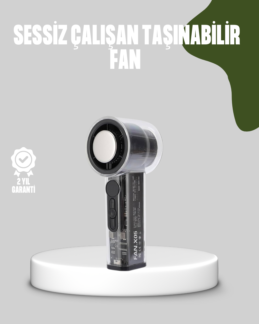 Dijital Ekranlı Şarjlı Mini Fan 100 Kademeli Hız Ayarı - Bayi Depom