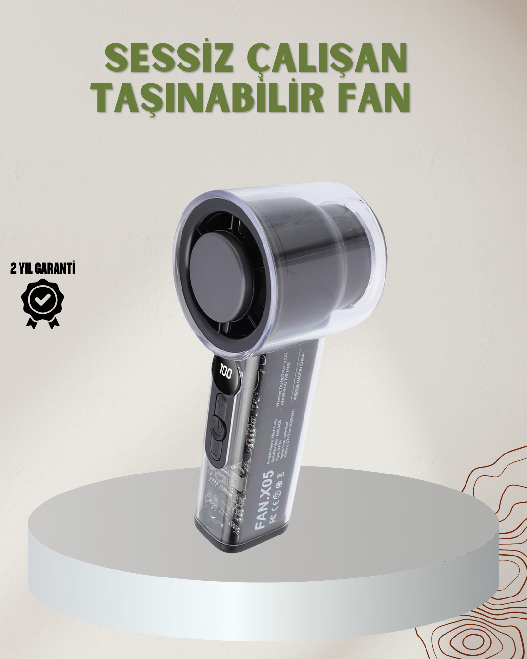 100 Kademeli Ayarlanabilir Mini Fan | Dijital Ekranlı Serinletici - Bayi Depom