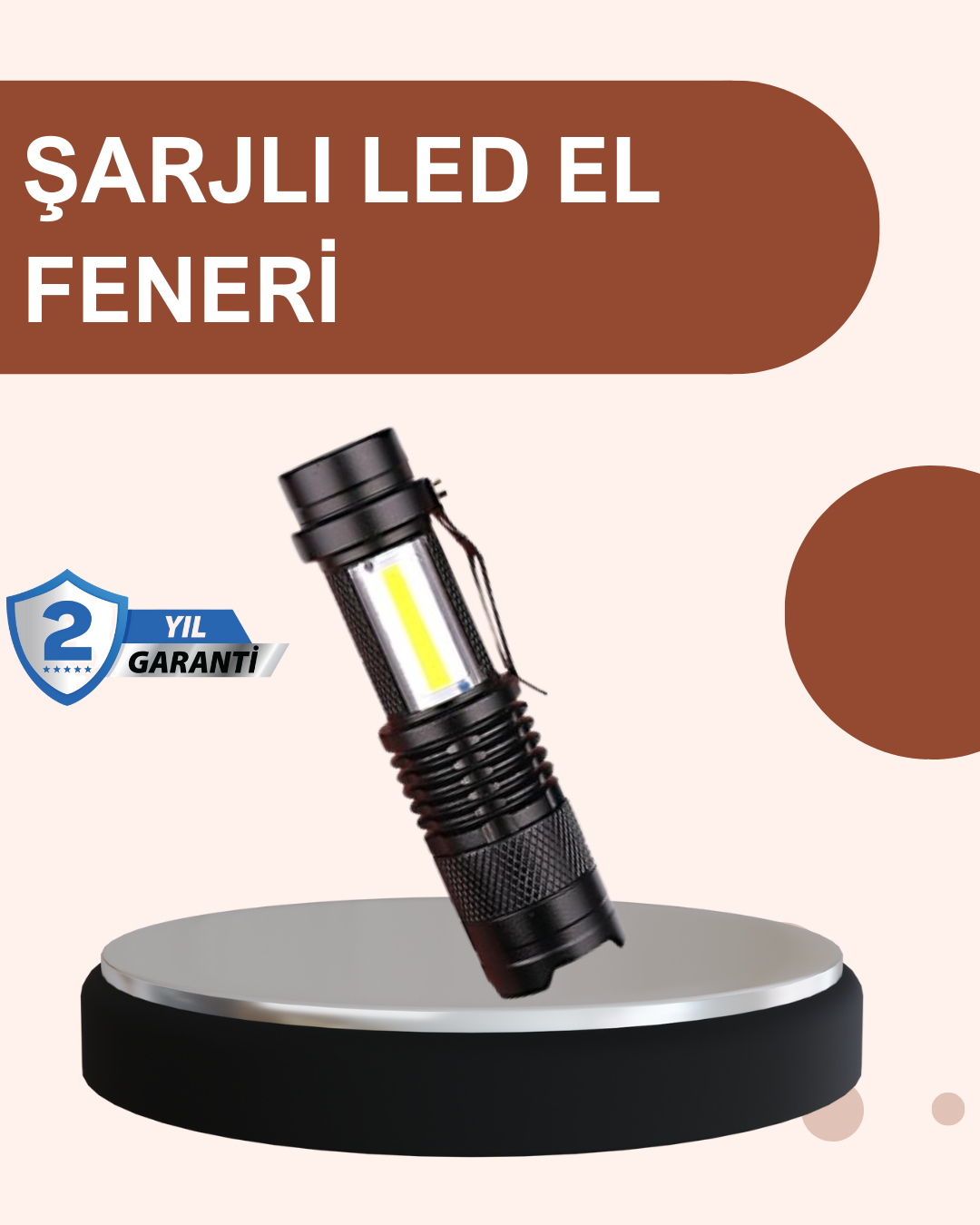 Alüminyum Gövdeli 2000 Lümen Güçlü LED El Feneri - Bayi Depom