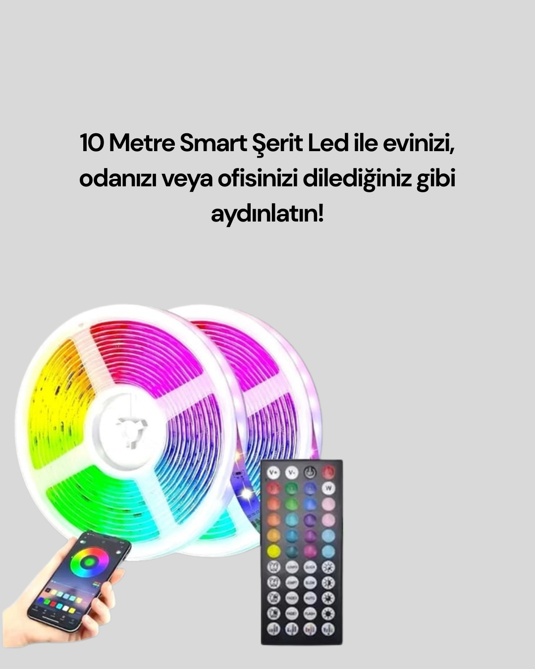 10 Metre Smart Şerit Led Bluetooth Telefon Kontrollü USB Enerjili - Bayi Depom