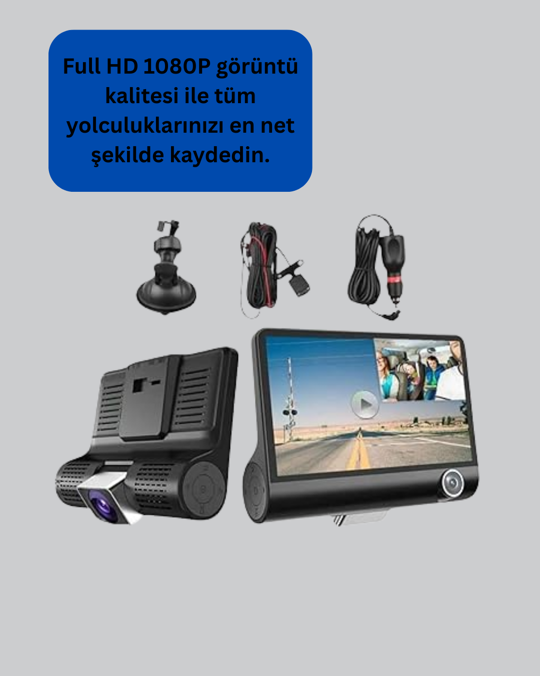 170° Geniş Açılı Araç Kamerası – 4.0” IPS Ekranlı Full HD DVR - Bayi Depom