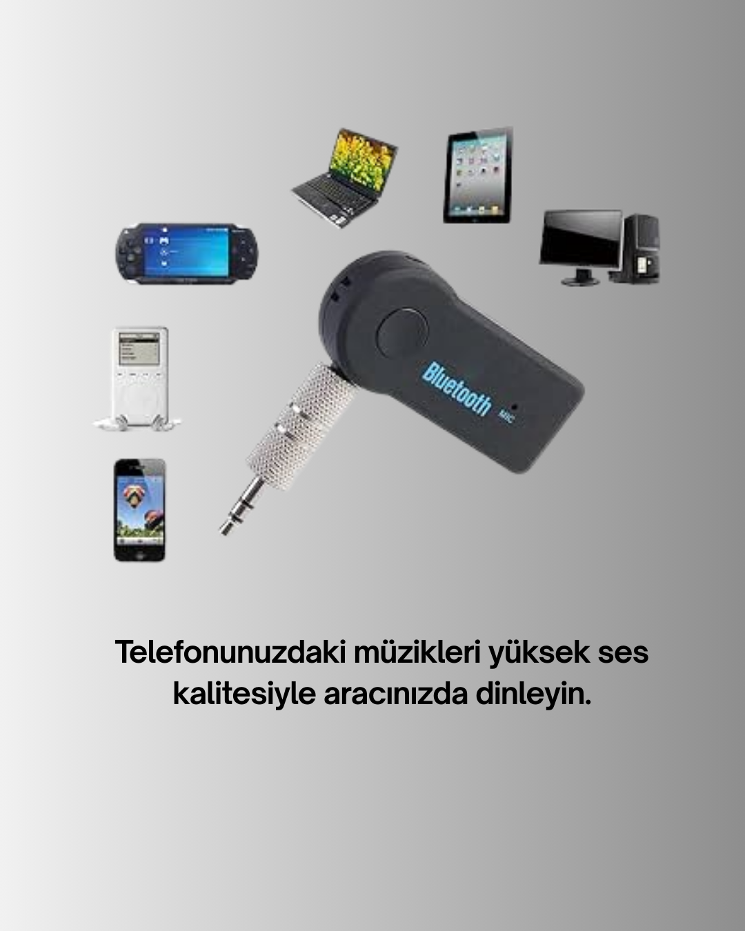 Araç İçi Bluetooth AUX Müzik ve Telefon Görüşmesi Adaptörü - Bayi Depom