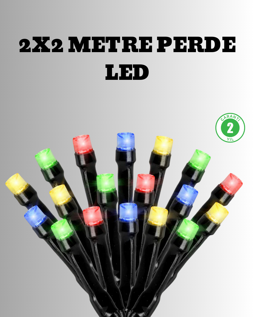 2x2 Metre Pil ile Çalışan Perde LED Işık – 8 Modlu Dekoratif - Bayi Depom