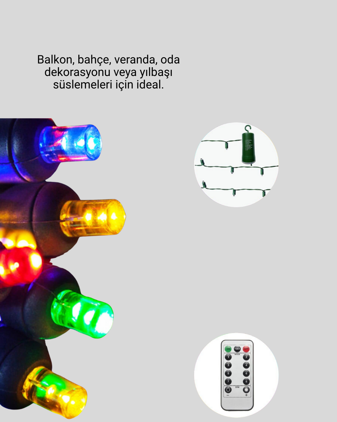 2x2 Metre Pil ile Çalışan Perde LED Işık – 8 Modlu Dekoratif - Bayi Depom