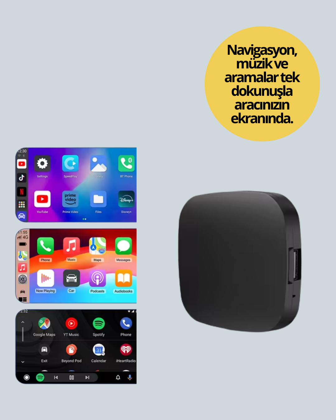 Kablosuz CarPlay ve Android Auto Dönüştürücü Adaptör - Bayi Depom Kablosuz CarPlay ve Android Auto Dönüştürücü Adaptör - Bayi Depom