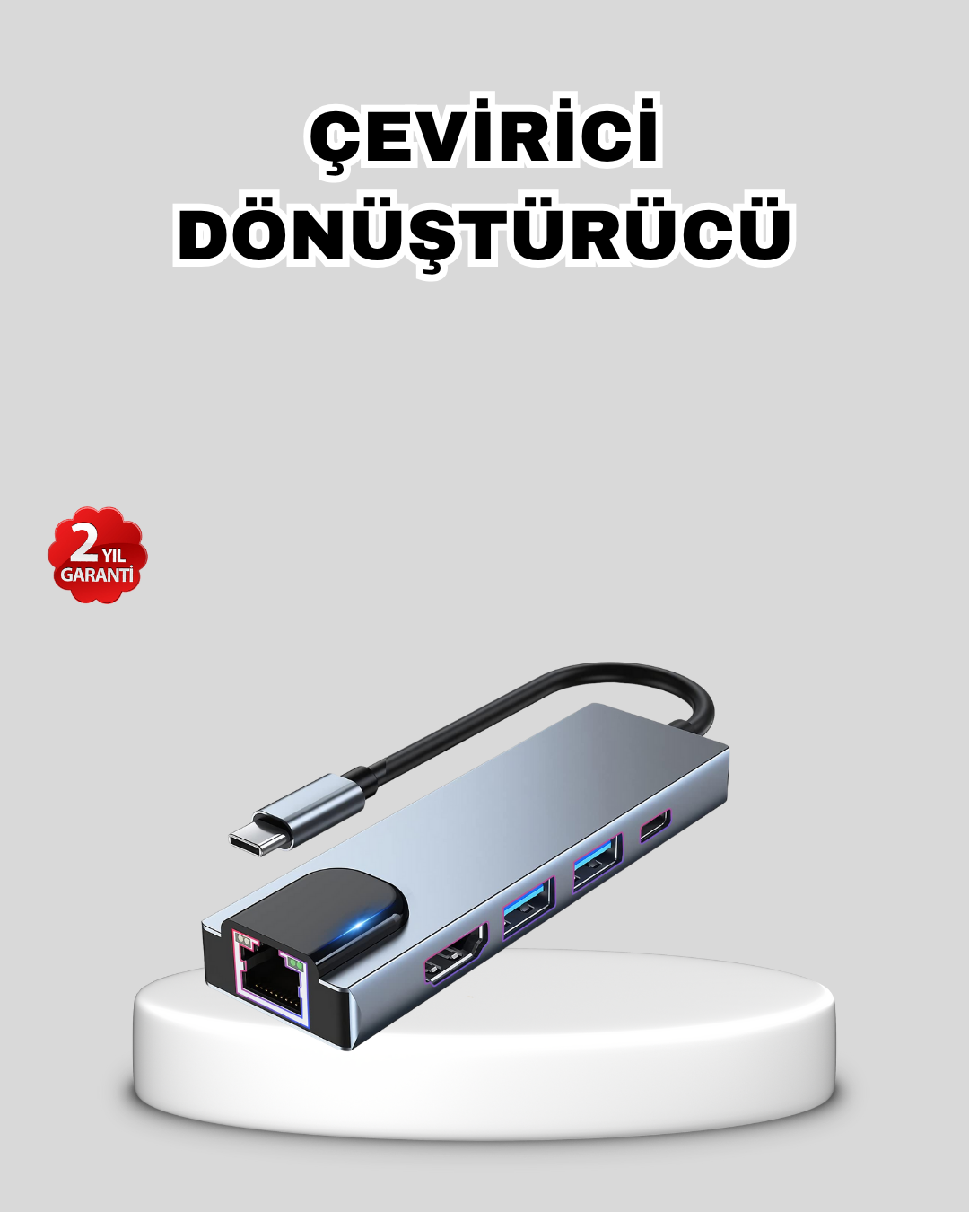 Type-C Çoklu Dönüştürücü – Alüminyum Gövde, Hızlı Veri Aktarımı ve Şarj Desteği - Bayi Depom