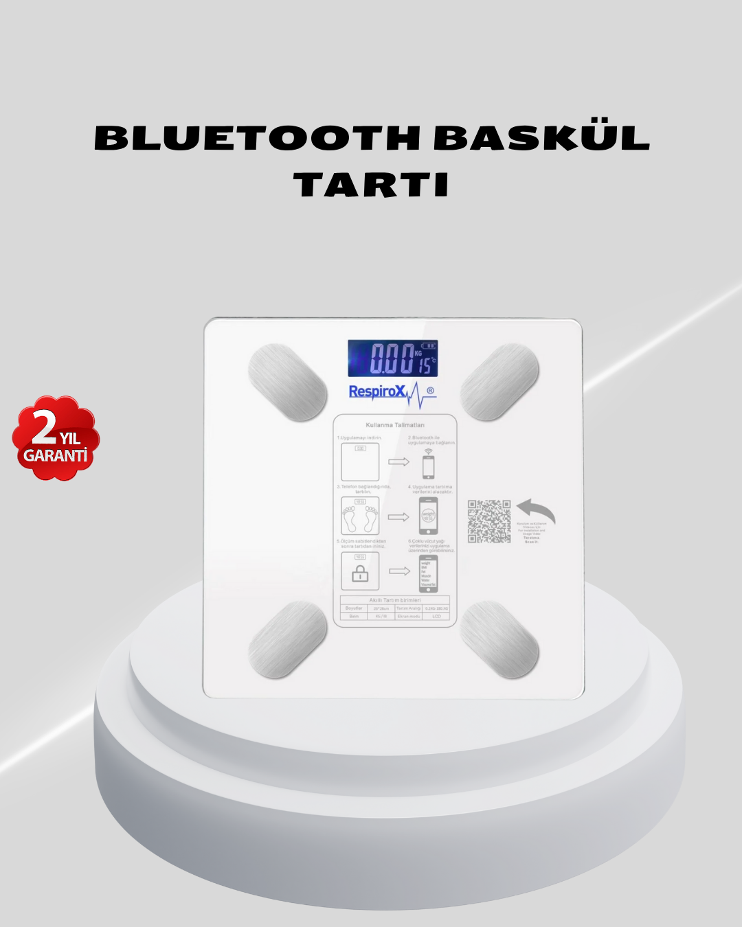 Akıllı Bluetooth Tartı – 8 Farklı Ölçüm Verisi, Otomatik Kişi Tanıma - Bayi Depom