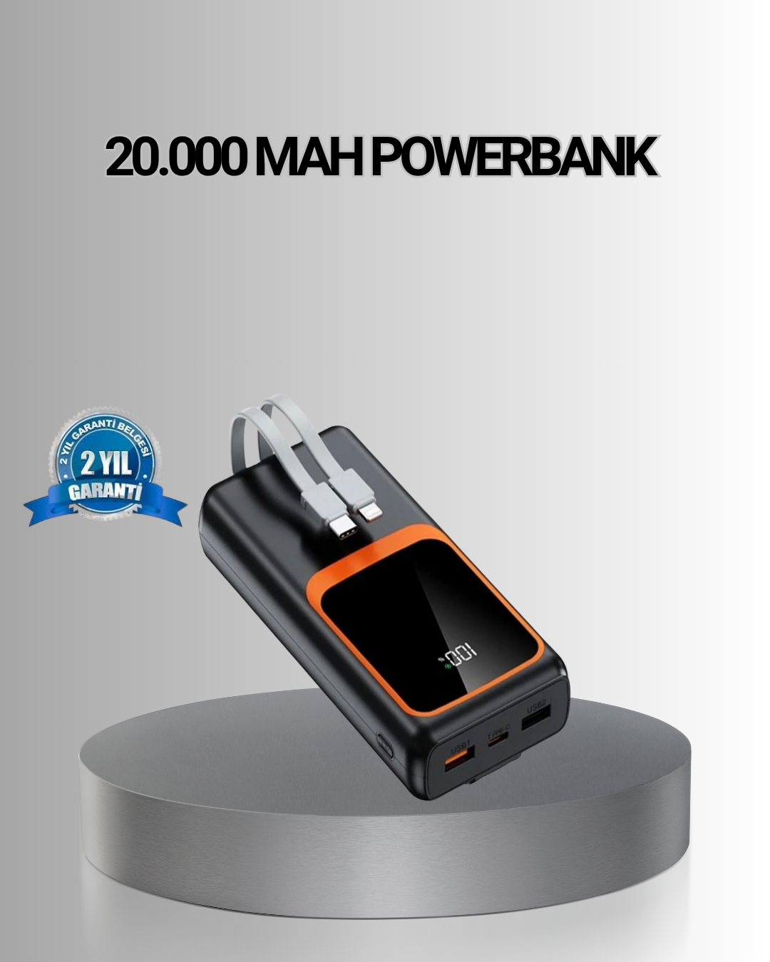 Powerbank 20000 mAh Yüksek Kapasiteli ve 22.5W Hızlı Şarj Destekli - Bayi Depom