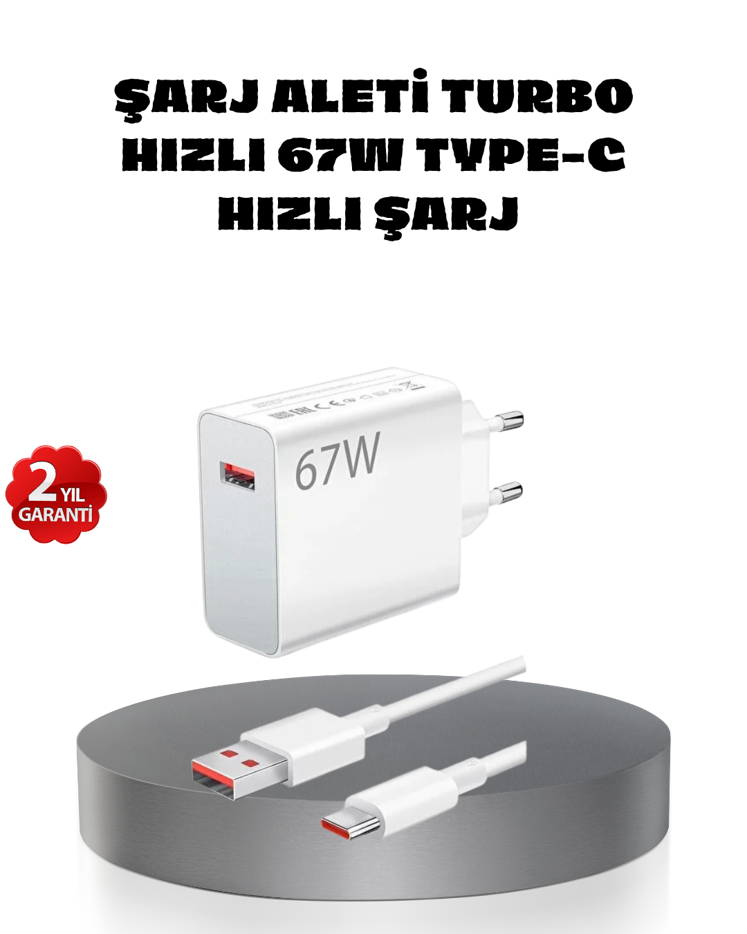67W Turbo Type-C Hızlı Şarj Adaptörü – Akıllı Koruma Çipli, Hızlı Şarj Destekli - Bayi Depom
