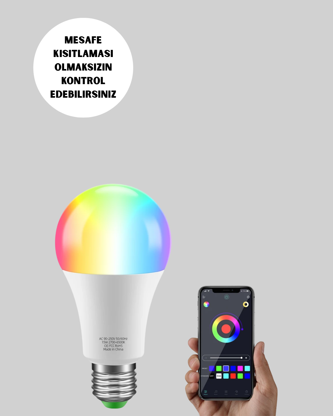 Kumanda Destekli Çok Renkli Akıllı LED Ampul Yeni Nesil - Bayi Depom