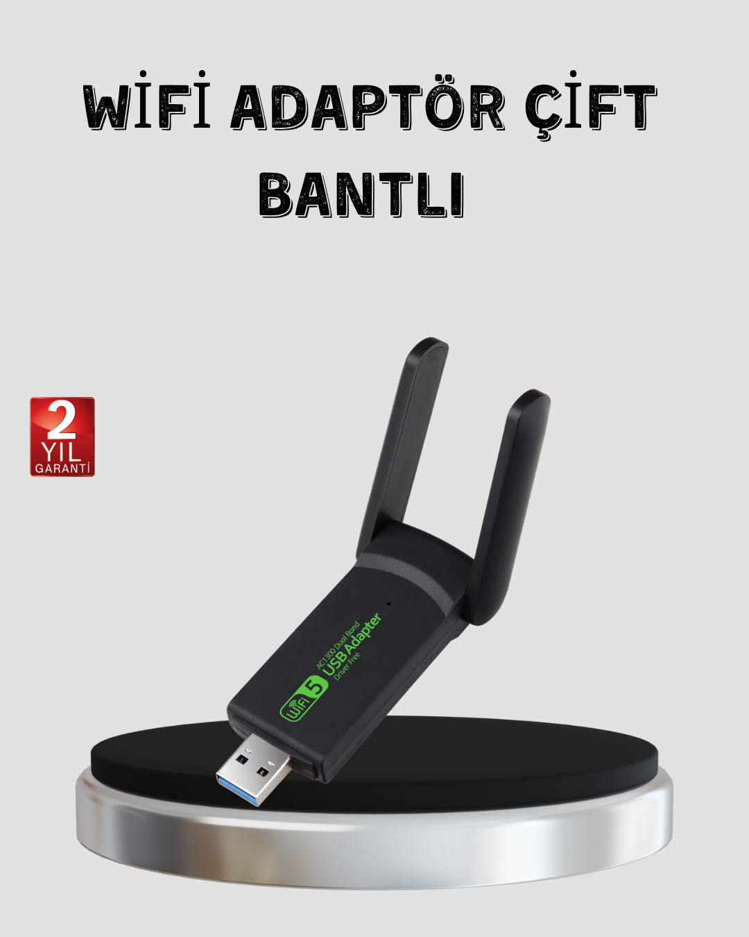 1200 Mbps Dual Band WiFi Adaptör – 5.8G & 2.4G Çift Antenli - Bayi Depom 1200 Mbps Dual Band WiFi Adaptör – 5.8G & 2.4G Çift Antenli - Bayi Depom