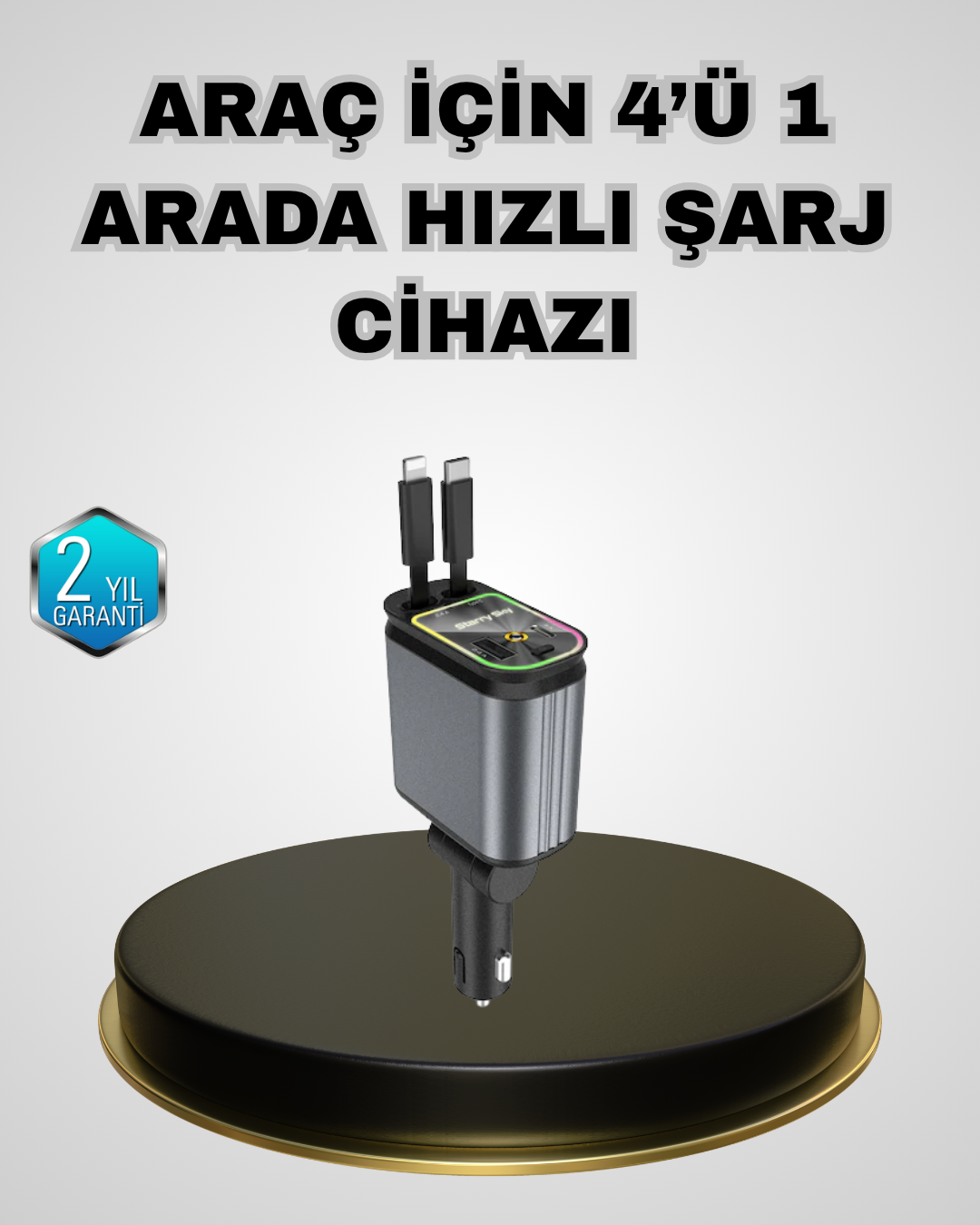 Araç Şarj Adaptörü 66W PD QC Hızlı Şarjlı ve Çekilebilir Kablolu - Bayi Depom Araç Şarj Adaptörü 66W PD QC Hızlı Şarjlı ve Çekilebilir Kablolu - Bayi Depom