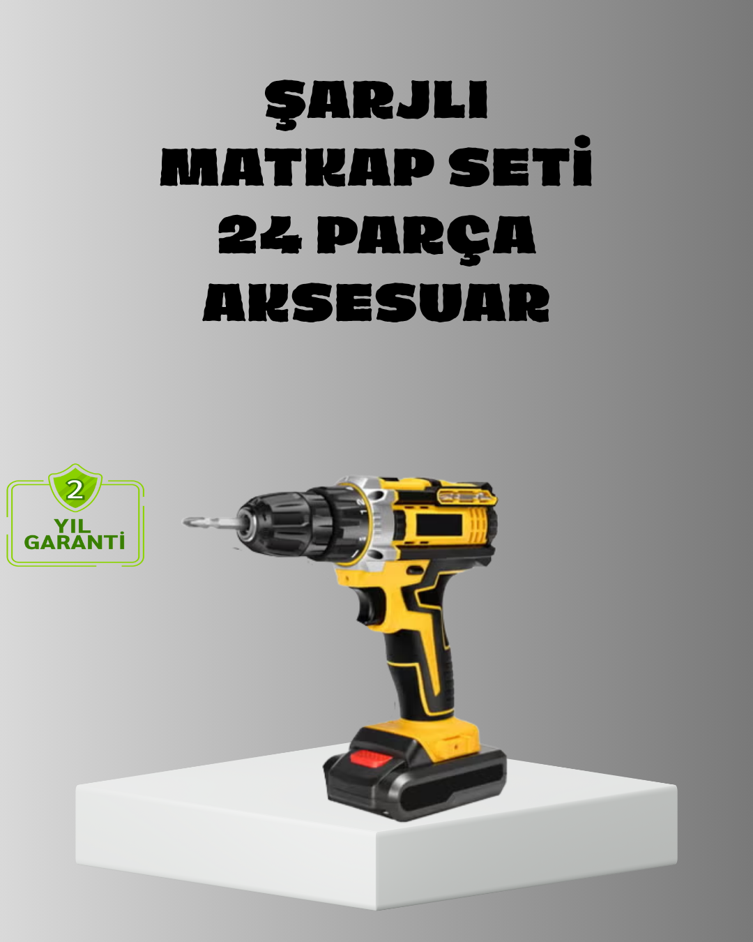 Şarjlı Darbeli Matkap Seti – 2 Bataryalı, 24W Güç, 24 Parça Aksesuar, LED Işıklı - Bayi Depom