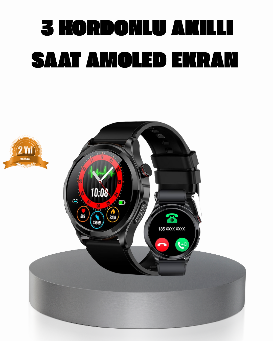 AMOLED Ekranlı Smartwatch – 3 Kordonlu, Kalp Atış & Uyku Takipli Akıllı Saat - Bayi Depom AMOLED Ekranlı Smartwatch – 3 Kordonlu, Kalp Atış & Uyku Takipli Akıllı Saat - Bayi Depom