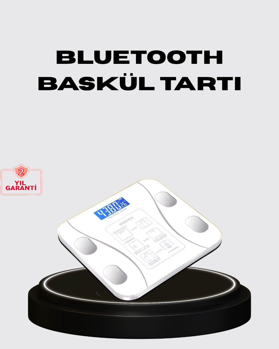 Akıllı Dijital Baskül – Bluetooth Bağlantılı, 8 Ölçüm Verili, Akıllı Vücut Analiz Tartısı - Bayi Depom
