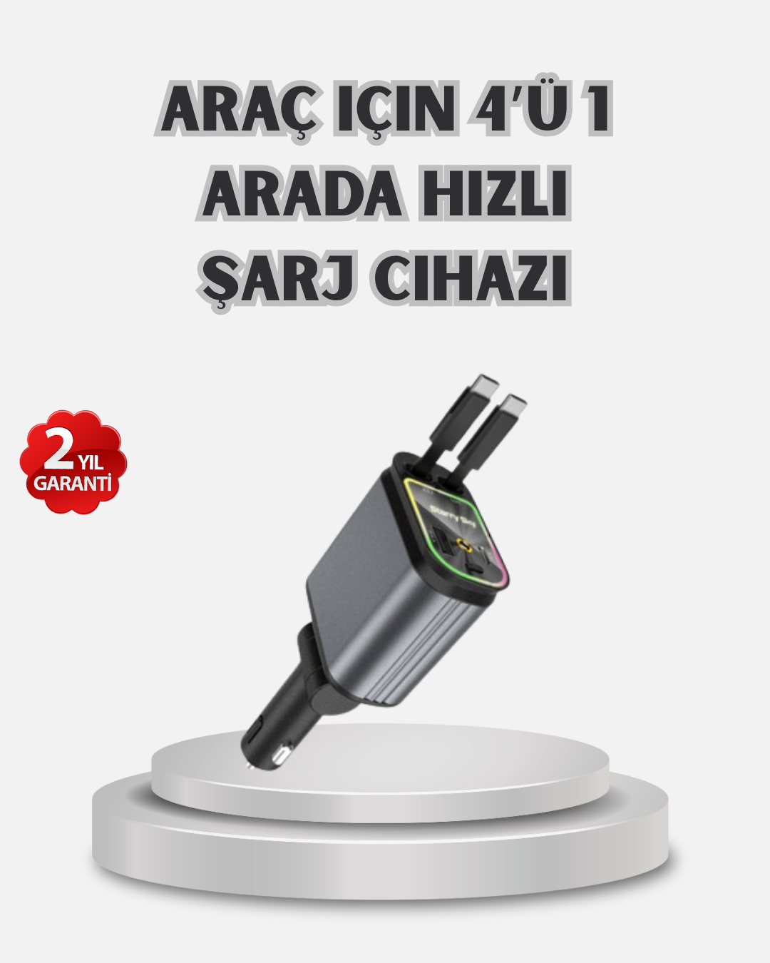 Araç Şarj Cihazı 4 Portlu 66W Hızlı Şarjlı LED Işıklı ve 180° Dönebilir - Bayi Depom Araç Şarj Cihazı 4 Portlu 66W Hızlı Şarjlı LED Işıklı ve 180° Dönebilir - Bayi Depom