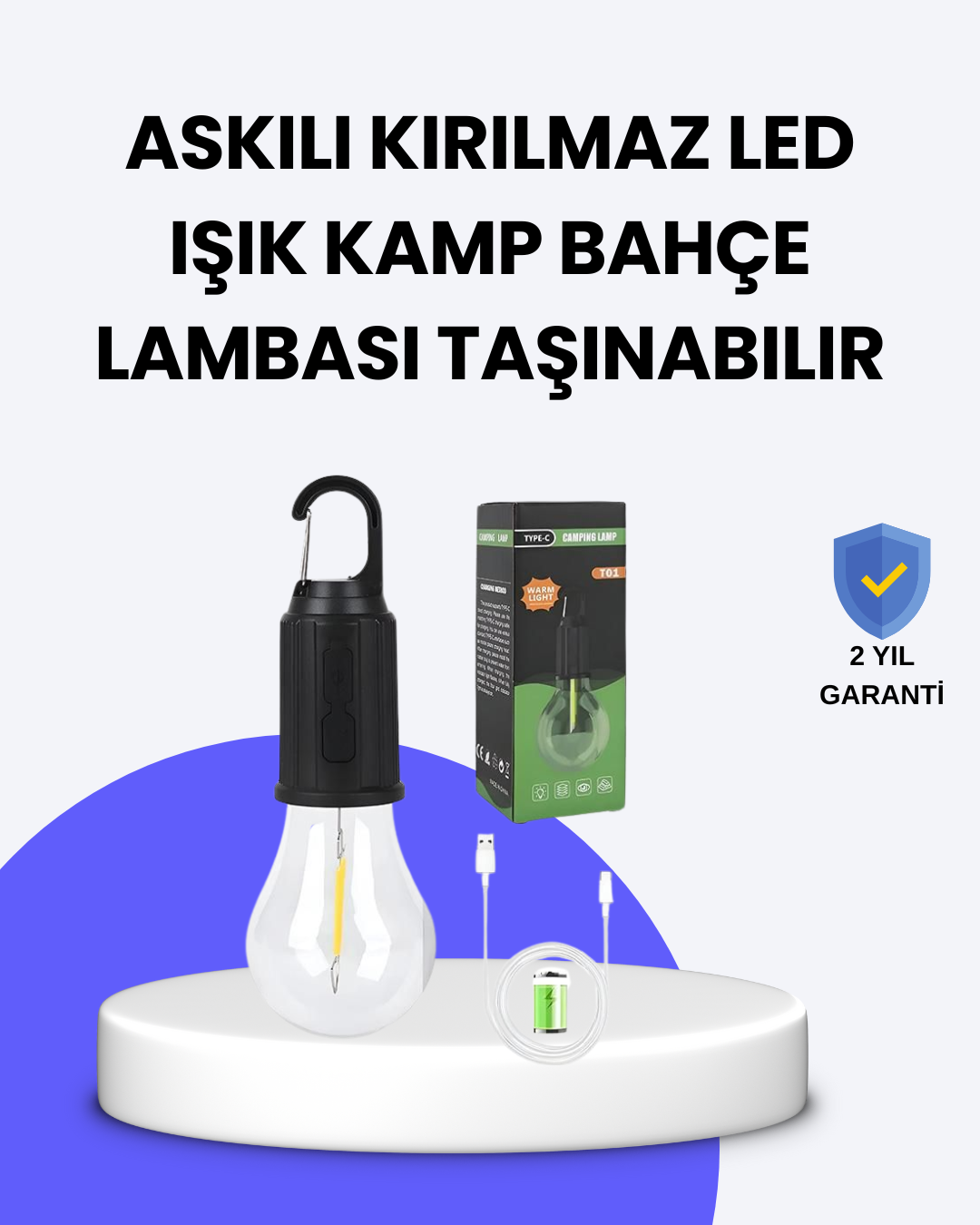 Çok Yönlü Asma Kancalı Kamp Işığı - Bayi Depom