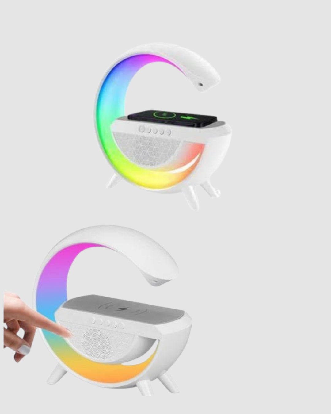 Bluetooth 5.0 Hoparlör – Kablosuz Şarj, RGB Gece Lambası ve FM Radyo - Bayi Depom Bluetooth 5.0 Hoparlör – Kablosuz Şarj, RGB Gece Lambası ve FM Radyo - Bayi Depom