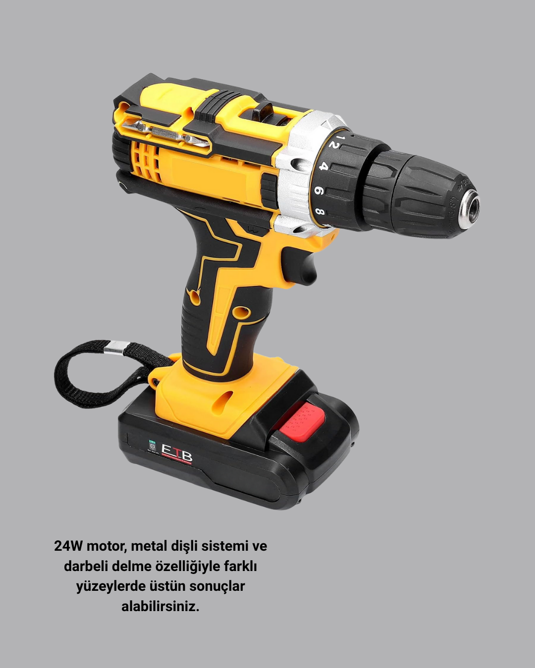 24 Parça Çift Bataryalı Akülü Darbeli Matkap – Güçlü Motor, Metal Dişli, LED Işıklı - Bayi Depom