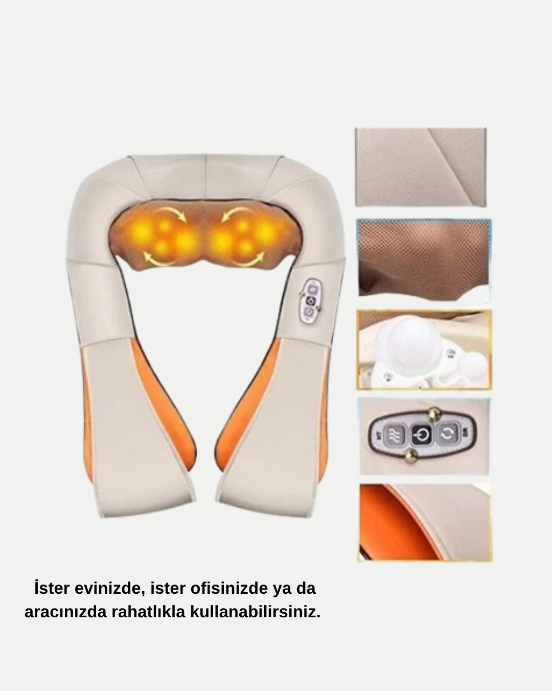 Ergonomik Ovmalı Masaj Aleti – Isıtmalı, Yoğurmalı, Boyun ve Bel Rahatlatıcı Masaj Makinesi - Bayi Depom