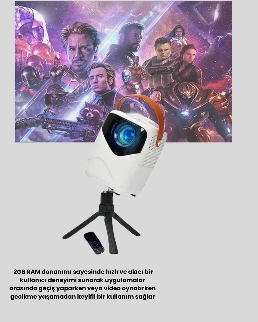 Taşınabilir 1080P HD Akıllı Projektör – 64GB Dahili Hafıza, 2GB RAM, Uzaktan Kumandalı - Bayi Depom Taşınabilir 1080P HD Akıllı Projektör – 64GB Dahili Hafıza, 2GB RAM, Uzaktan Kumandalı - Bayi Depom