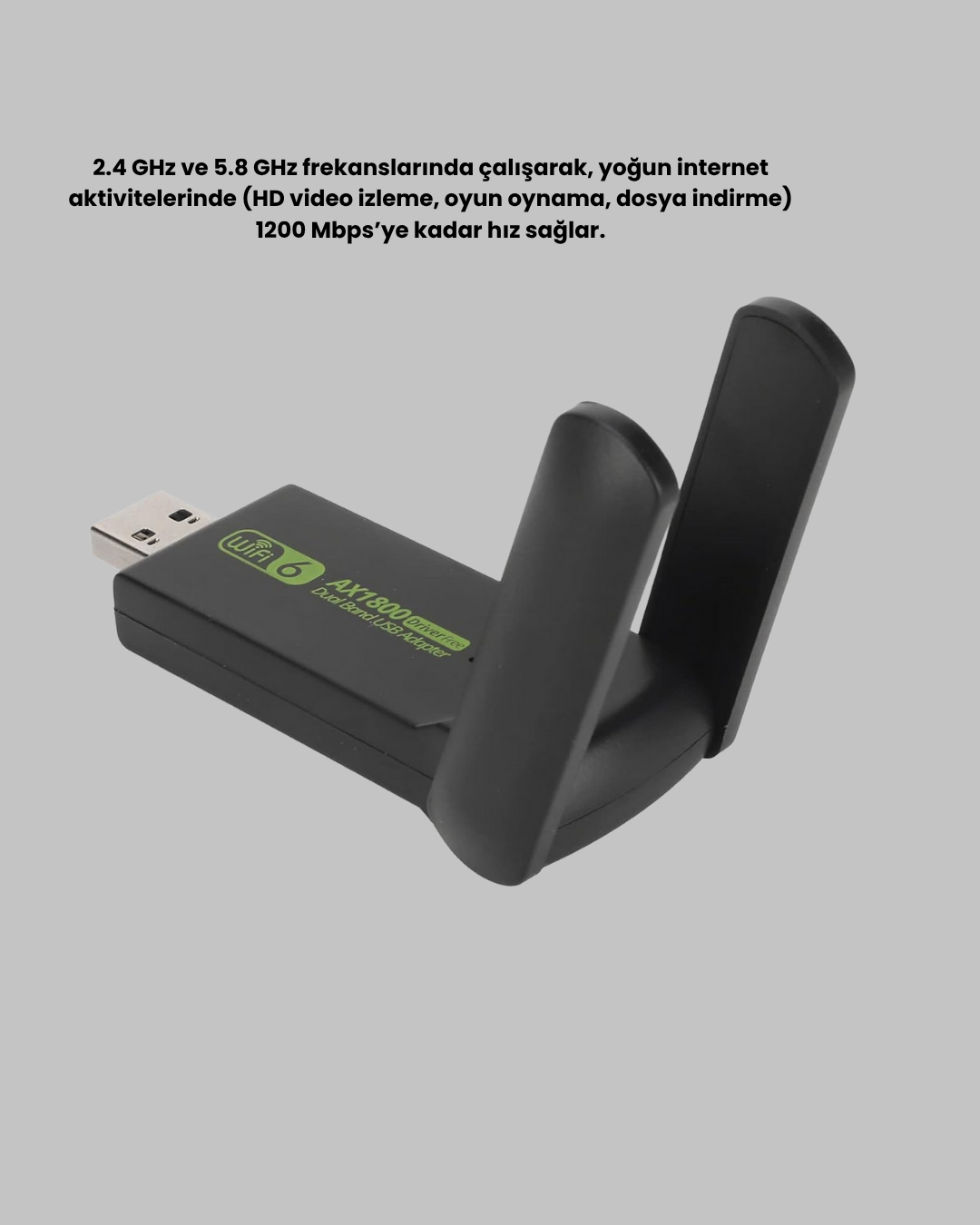 Dual Band USB WiFi Adaptör – 1200 Mbps Hız - Bayi Depom