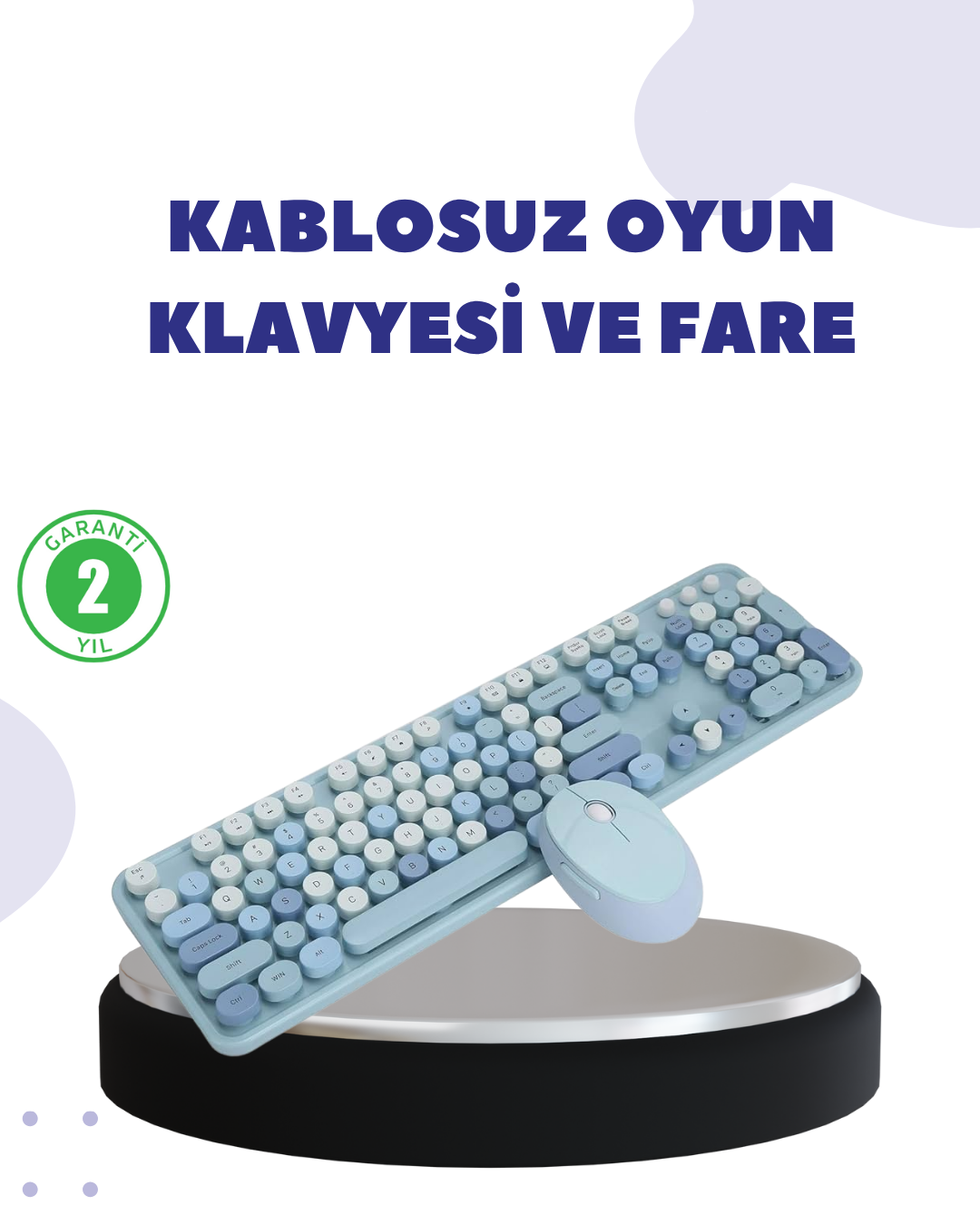 Kablosuz Retro Klavye ve Mouse Seti – 104 Tuşlu, Sessiz Yazım - Bayi Depom