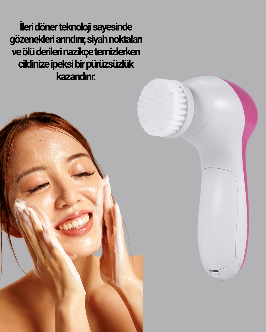 5 Başlıklı Yüz Masaj Aleti – Cilt Temizleme, Peeling, Siyah Nokta ve Gözenek Bakımı - Bayi Depom