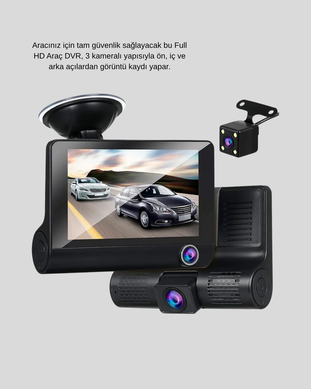 Araç DVR Kamerası 3’lü 170° Geniş Açılı Full HD ve Park Destekli - Bayi Depom Araç DVR Kamerası 3’lü 170° Geniş Açılı Full HD ve Park Destekli - Bayi Depom