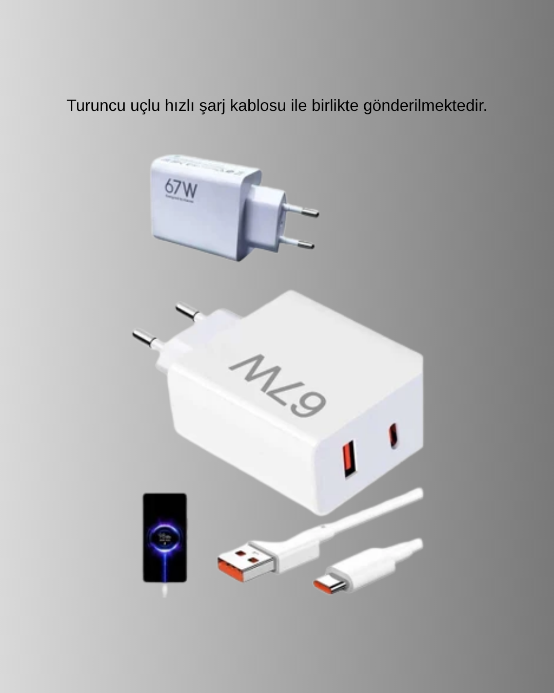 67W Süper Hızlı Şarj Adaptörü ve Kablo Seti – Güvenli, Kompakt ve Ergonomik Tasarım - Bayi Depom 67W Süper Hızlı Şarj Adaptörü ve Kablo Seti – Güvenli, Kompakt ve Ergonomik Tasarım - Bayi Depom