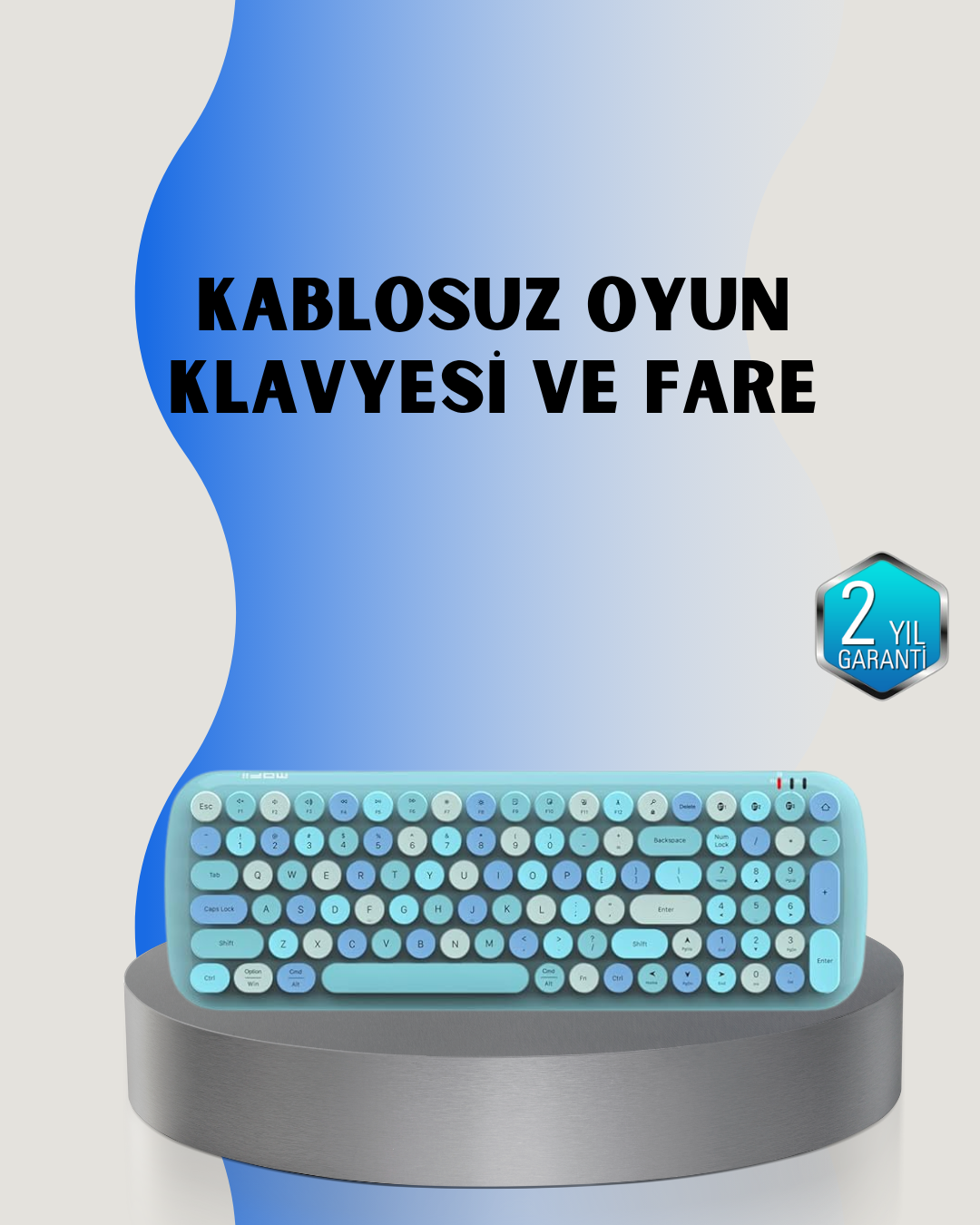 Retro Tarz Kablosuz Klavye Mouse Seti – 104 Tuşlu, Ergonomik Tasarım - Bayi Depom