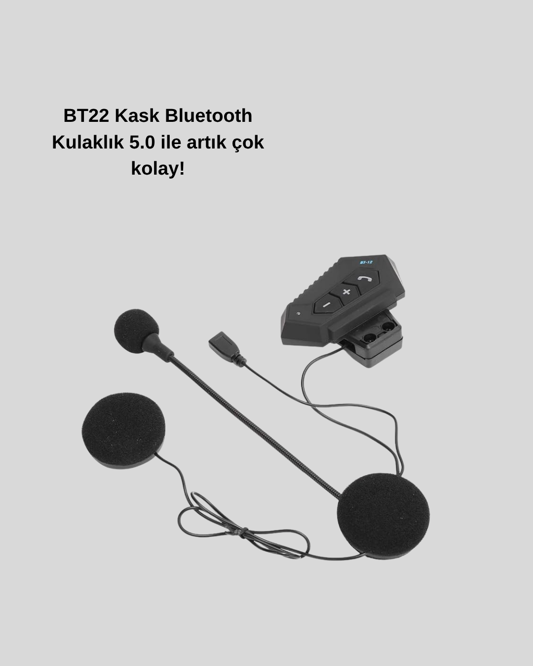BT22 Kask Bluetooth Kulaklık 5.0 – Suya Dayanıklı, Gürültü Önleyici, Uzun Pil Ömürlü Yeni Nesil - Bayi Depom