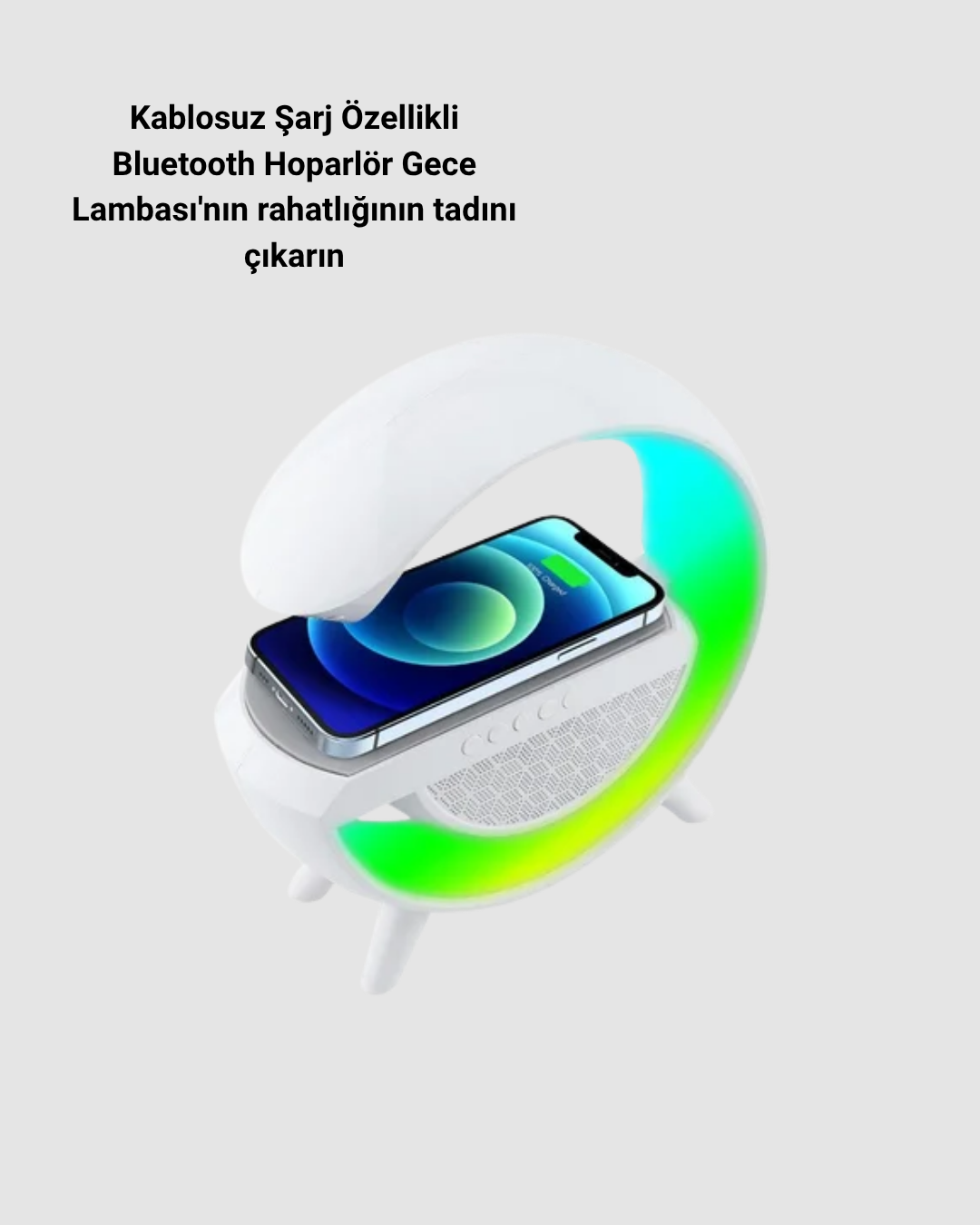 Bluetooth 5.0 Hoparlör – Kablosuz Şarj, RGB Gece Lambası ve FM Radyo - Bayi Depom