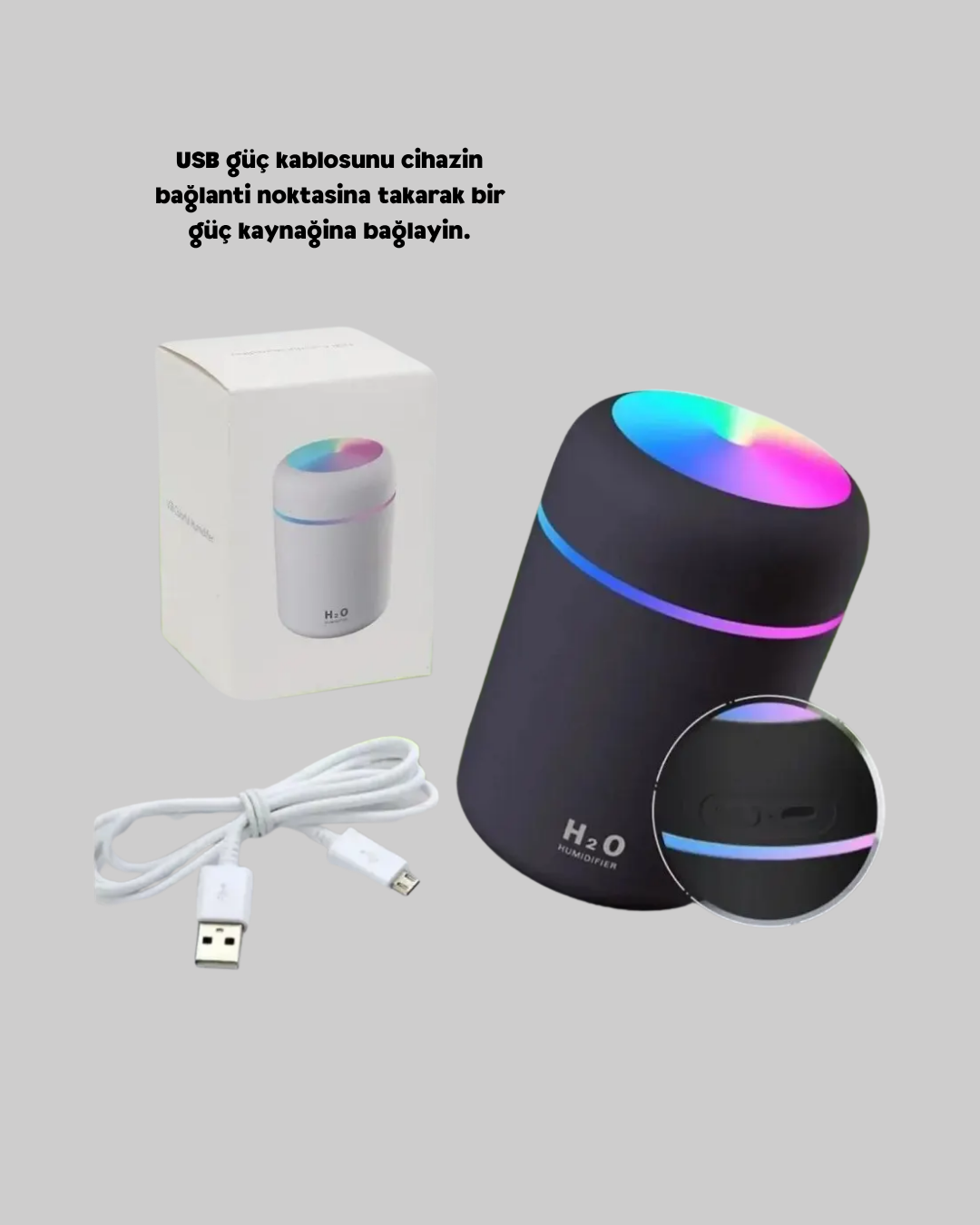 USB Bağlantılı LED Işıklı Hava Nemlendirici – Sessiz ve Kullanıcı Dostu Tasarım - Bayi Depom USB Bağlantılı LED Işıklı Hava Nemlendirici – Sessiz ve Kullanıcı Dostu Tasarım - Bayi Depom