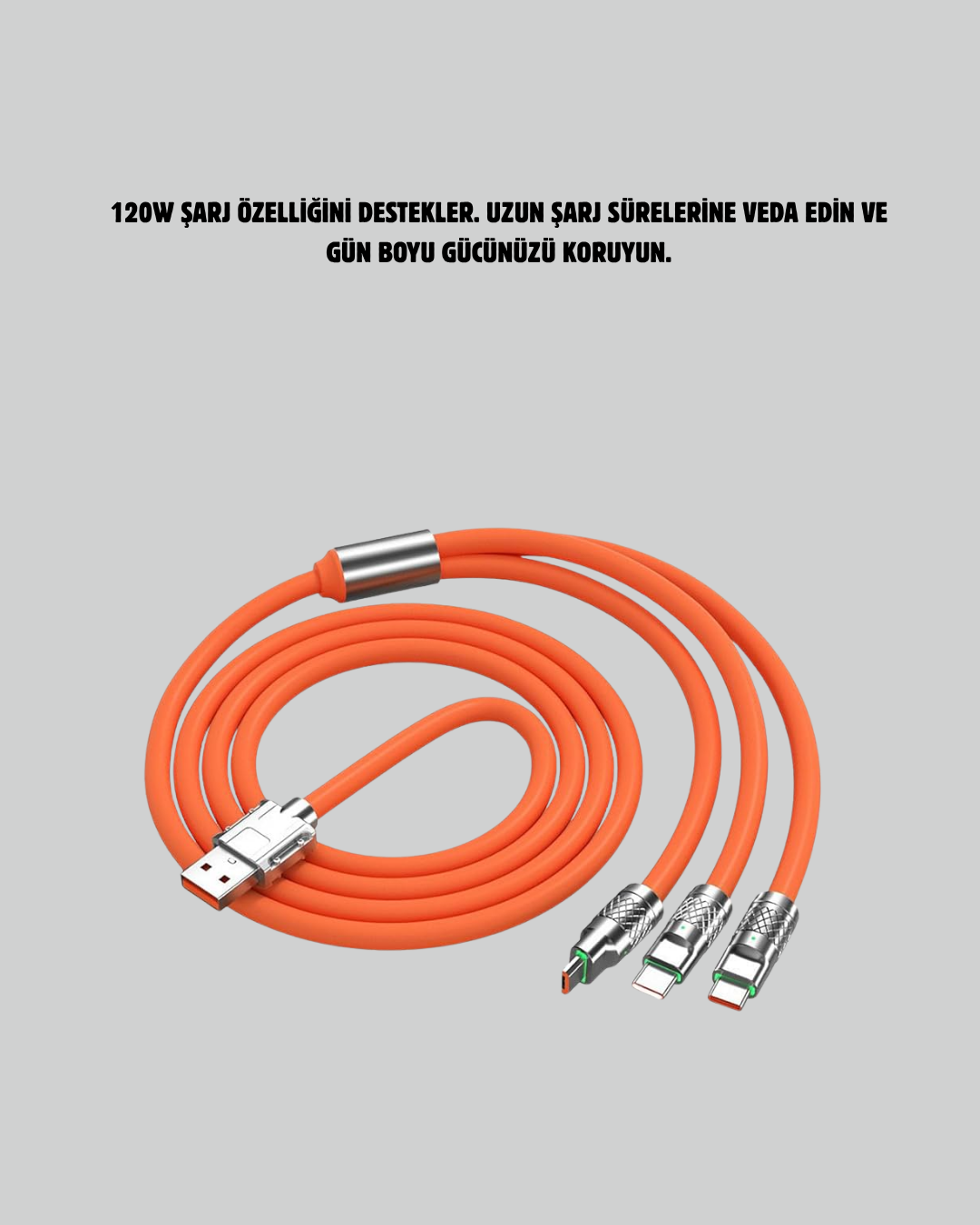 120 W Şarj ve Veri Aktarımı Kablo– 3 Başlıklı Çok Amaçlı Kablo Yüksek Hızlı - Bayi Depom 120 W Şarj ve Veri Aktarımı Kablo– 3 Başlıklı Çok Amaçlı Kablo Yüksek Hızlı - Bayi Depom
