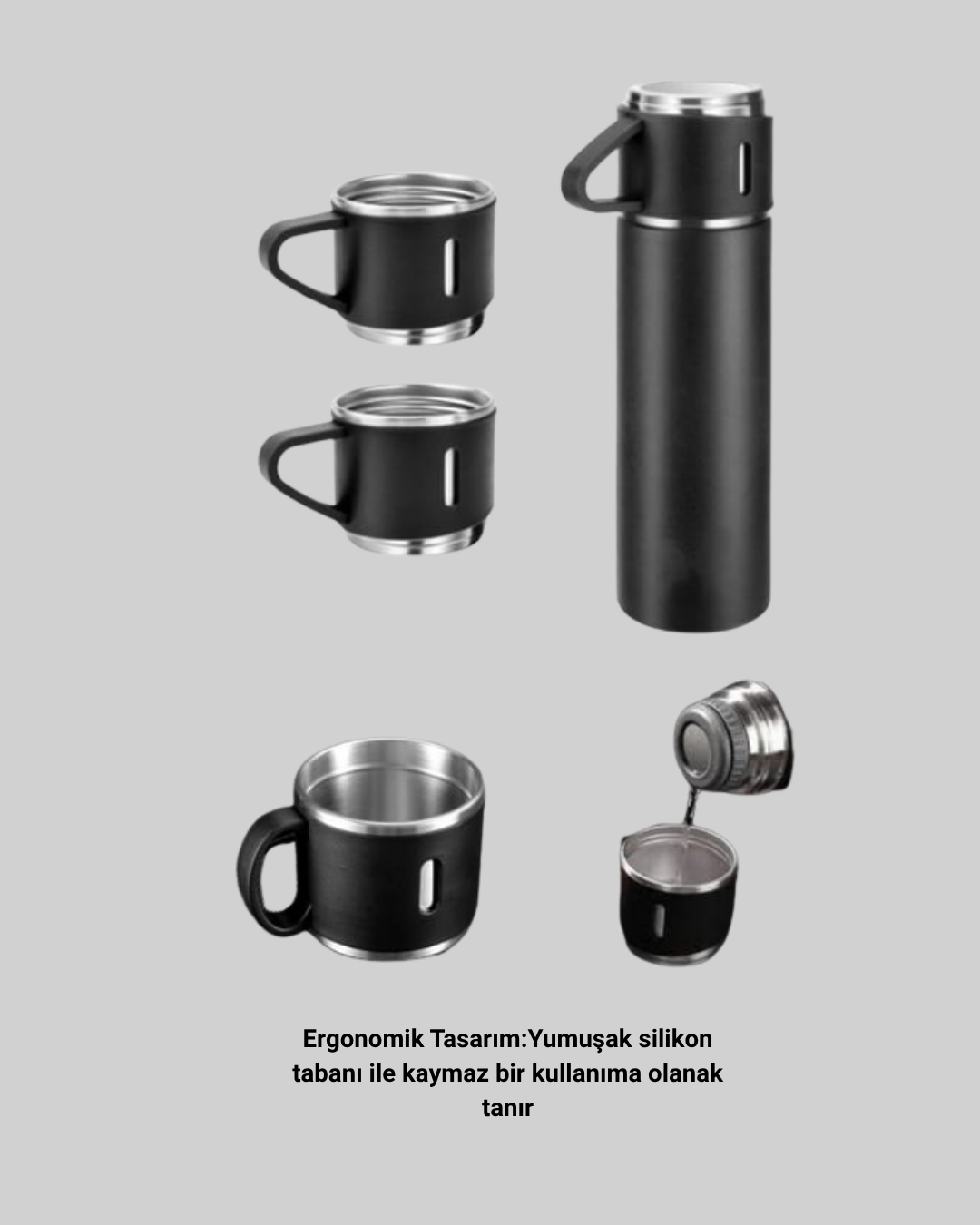 Çelik Termos Bardak Seti | 500 ml Kapasite, Kaymaz Taban, Hediye Kutulu - Bayi Depom