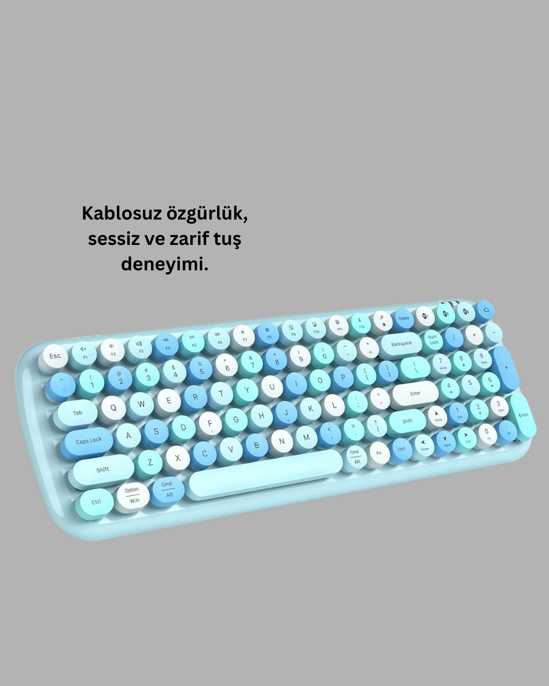 Retro Daktilo Stilli Kablosuz Klavye Mouse Seti – Sessiz ve Şık - Bayi Depom