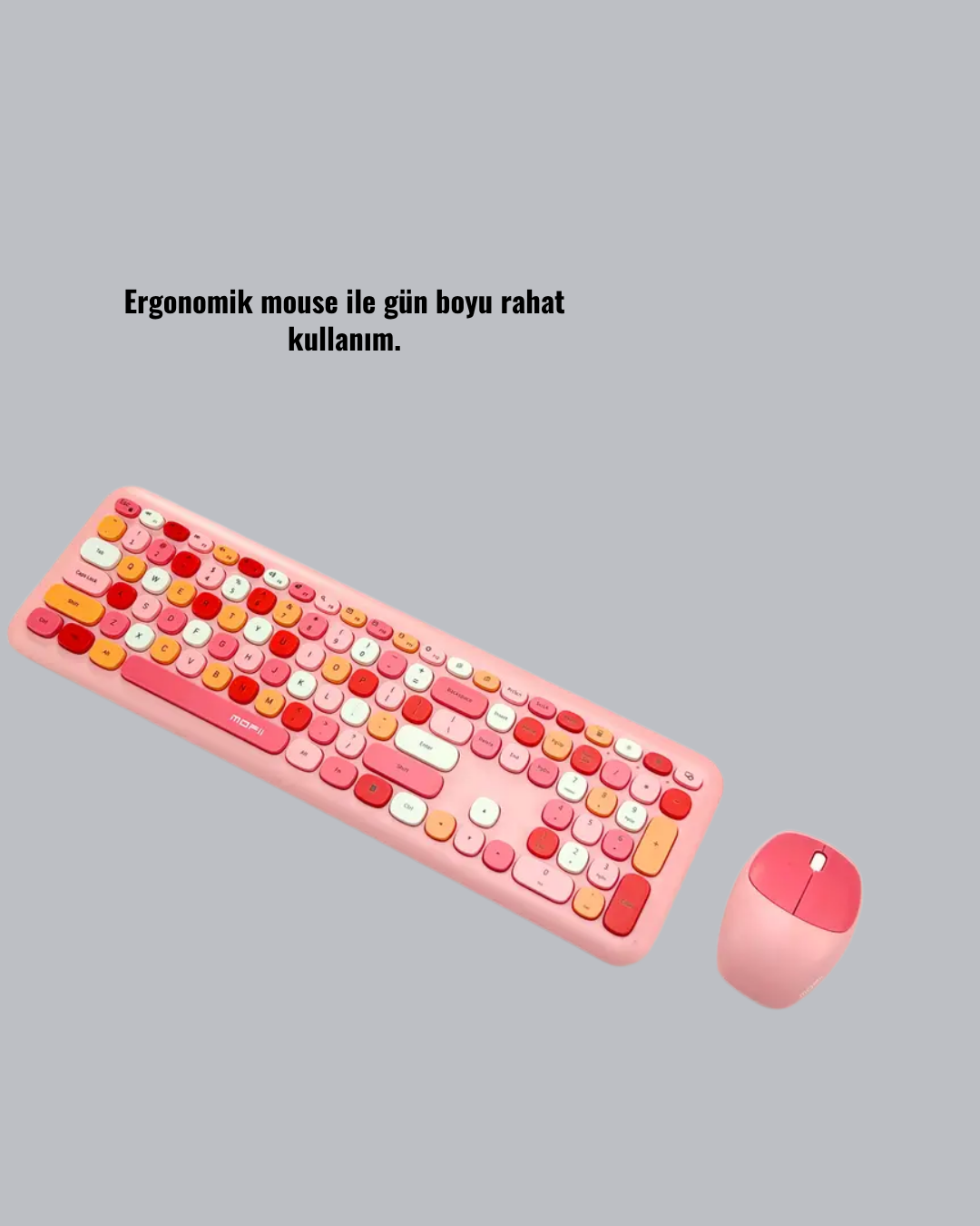 Renkli Retro Tuş Takımlı Klavye – 3 Cihaz Bağlantısı, Medya Kısayol Tuşları Yeni Nesil - Bayi Depom