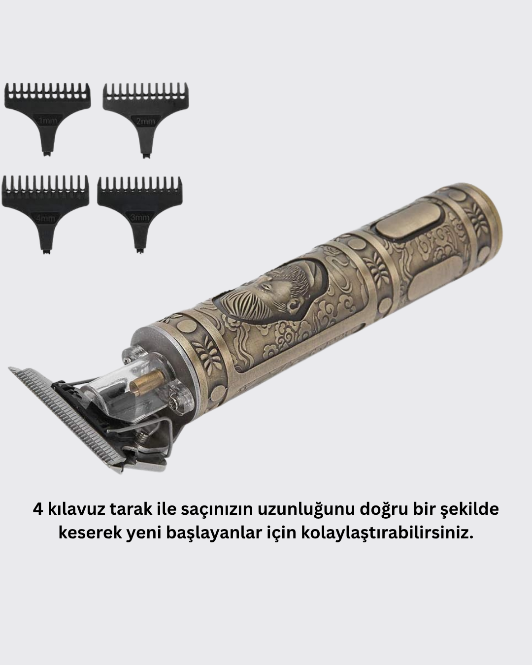 4 Kılavuz Taraklı Profesyonel Saç ve Sakal Kesme Makinesi - Bayi Depom