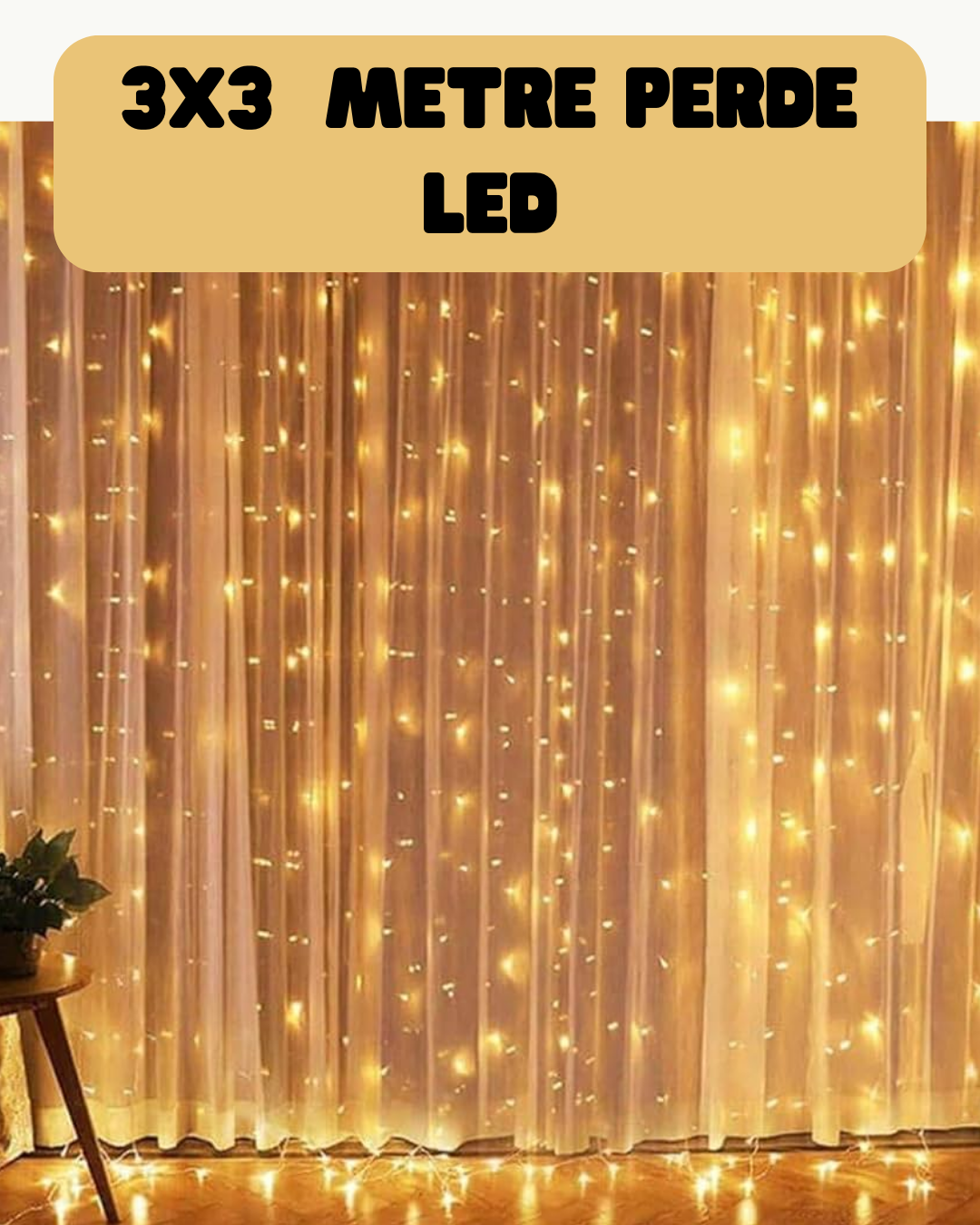 3x3 Metre Perde LED Işık Sıcak  Şelale Tasarım Dekoratif Aydınlatma - Bayi Depom