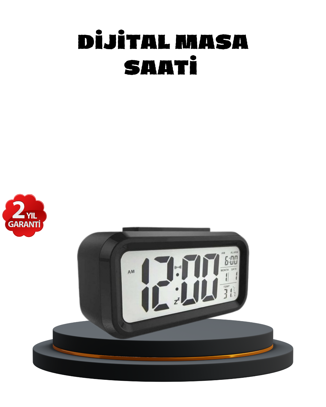 Sensörlü Dijital Masa Saati Alarm ve Sıcaklık Göstergeli - Bayi Depom