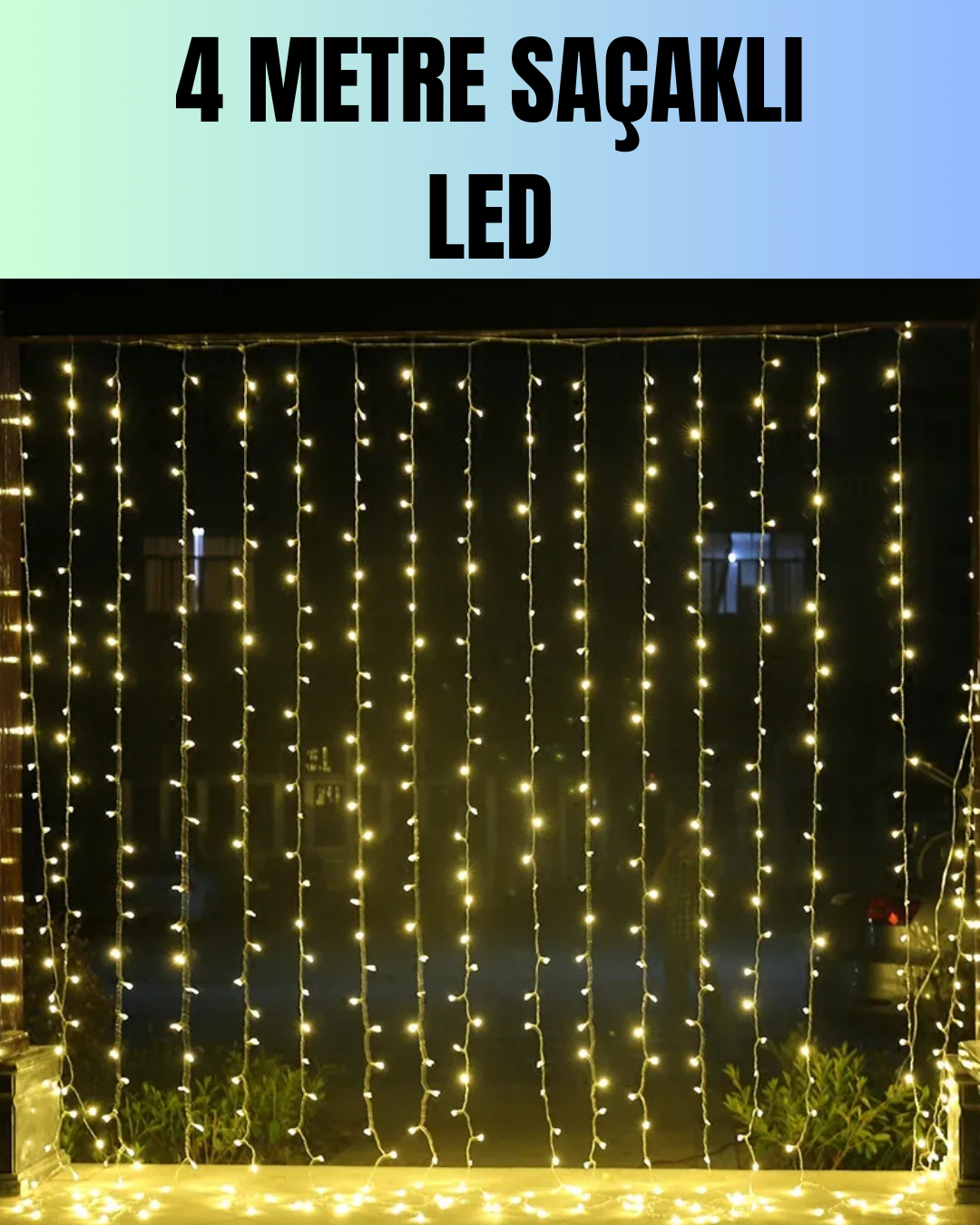 4 Metre Yılbaşı Şelale Led Perde Işık Ev Bahçe Dekor - Bayi Depom