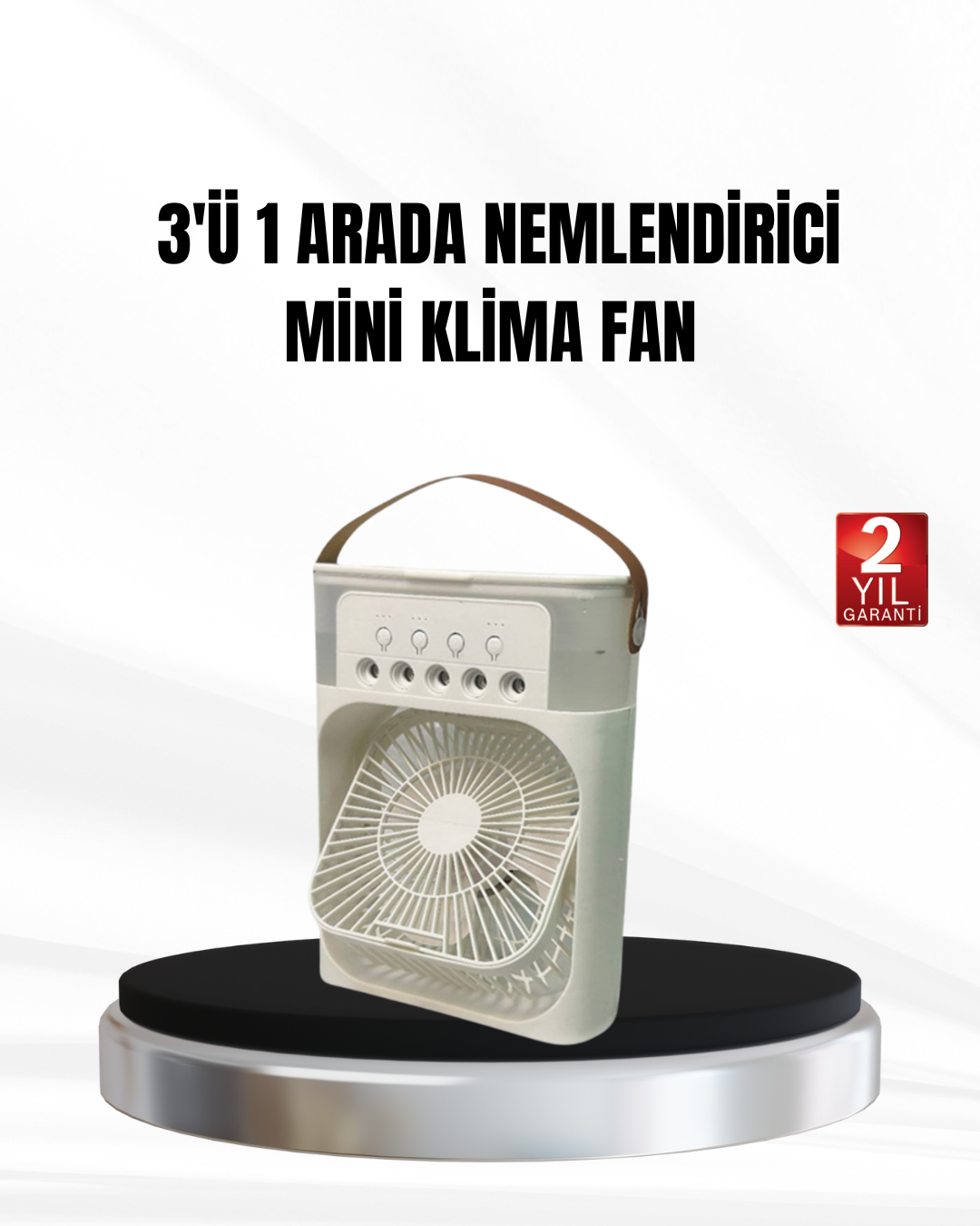 3’ü 1 Arada Mini Klima Fan USB Şarjlı, 7 Renk Gece Lambalı ve Nemlendirici - Bayi Depom