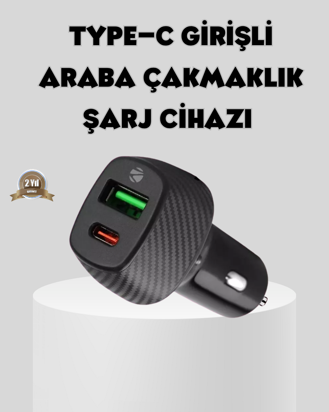 Araç Tipi Hızlı Şarj Adaptörü Type-C PD USB Çift Port Kompakt - Bayi Depom