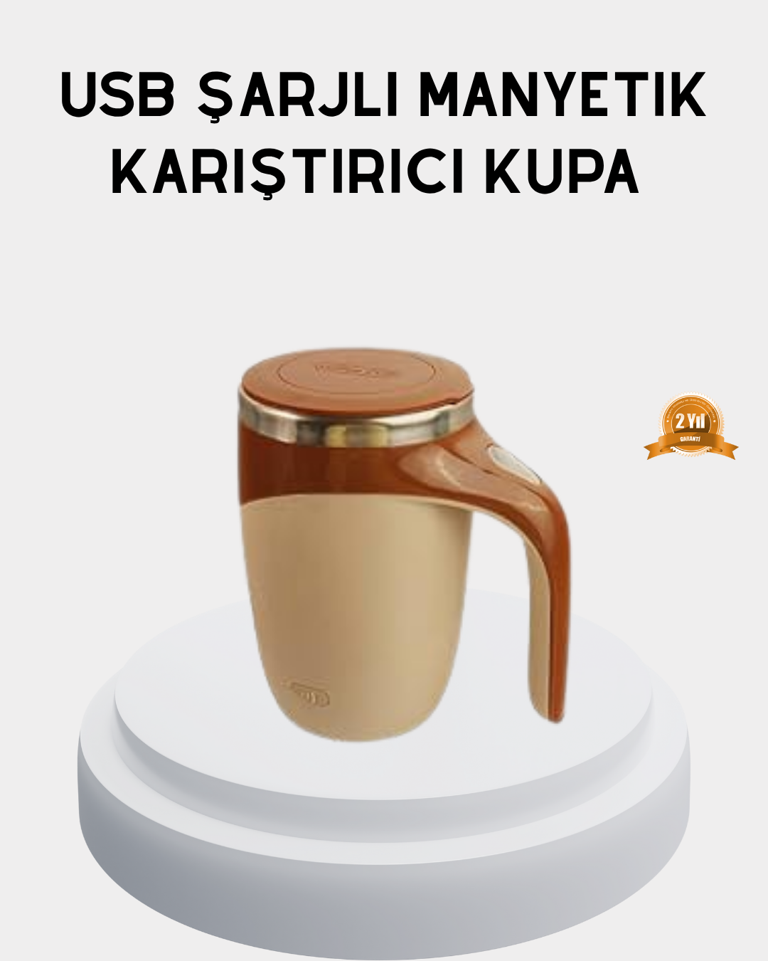 Şarjlı Otomatik Karıştırıcı Kupa Manyetik Mix Kupa Paslanmaz Çelik İç Astar - Bayi Depom