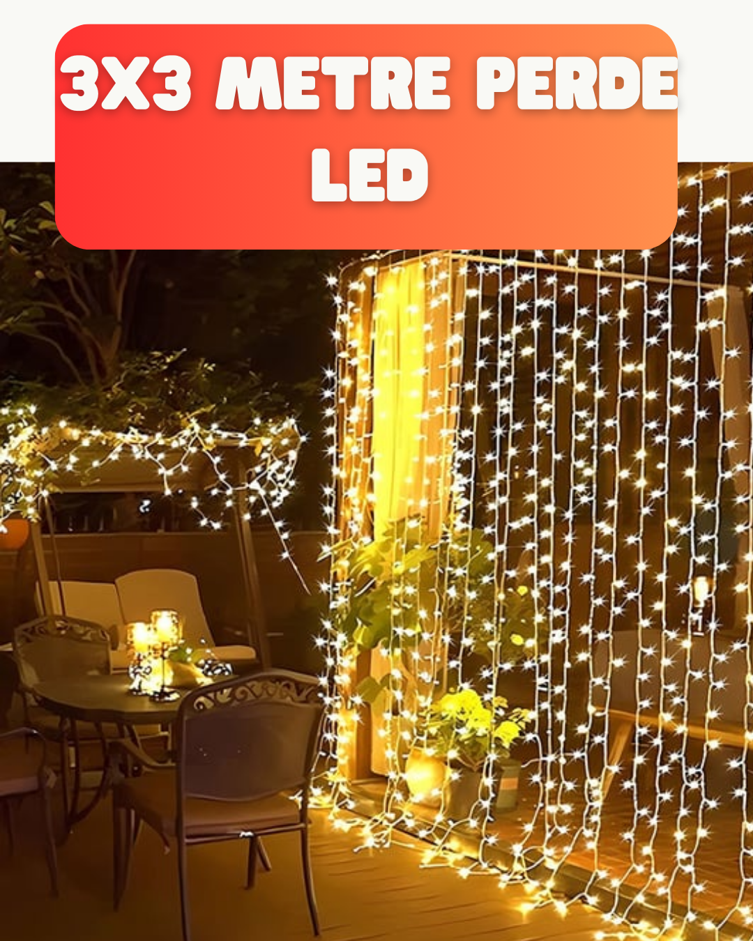 3x3 Metre Şelale LED Perde Işık İç Dış Mekân Dekorasyonu - Bayi Depom