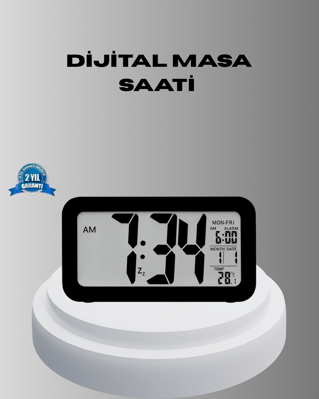 Dijital Masa Saati Sensörlü Aydınlatmalı Alarm ve Sıcaklık Ölçerli - Bayi Depom