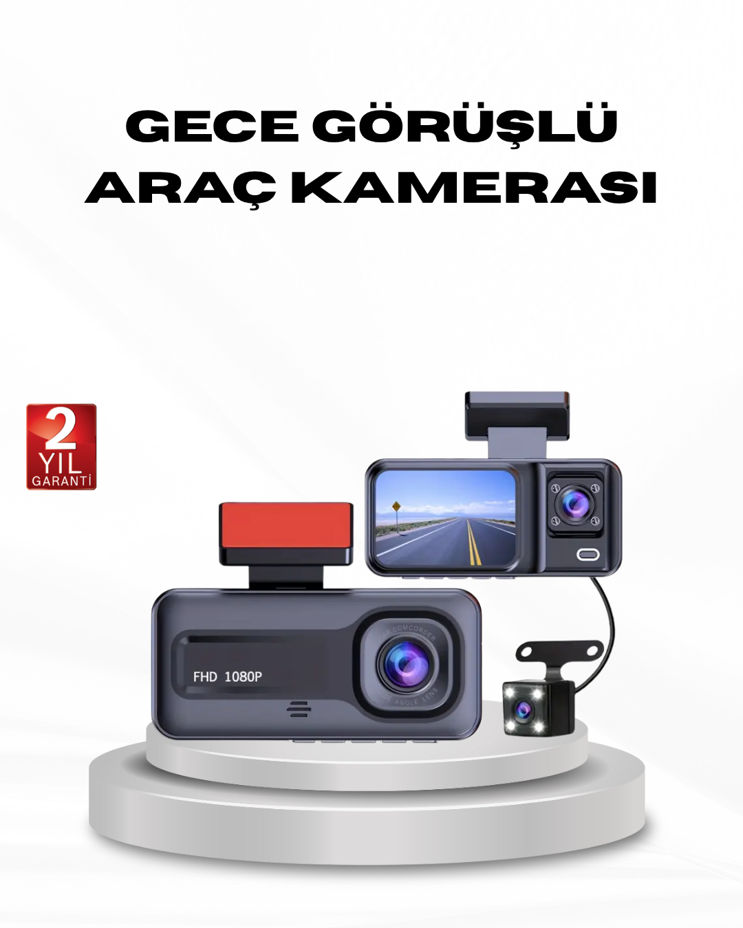 Full HD Üç Kameralı Araç Kamerası G-Sensörlü ve Gece Görüşlü - Bayi Depom Full HD Üç Kameralı Araç Kamerası G-Sensörlü ve Gece Görüşlü - Bayi Depom
