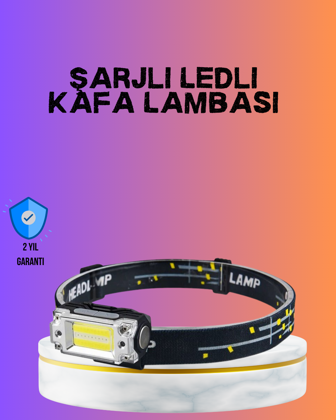 Beyaz Led Işık Sensörlü Kafa Lambası Lityum Batarya Led El Fenerli Şarjlı - Bayi Depom