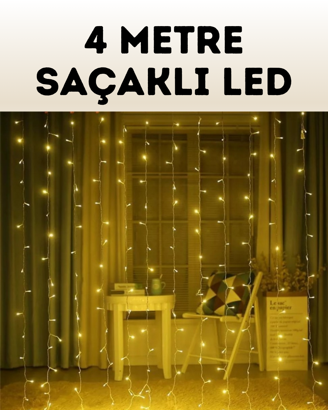 4 Metre Şelale Perde Led Işık Dış Mekan İç Mekan Uyumlu - Bayi Depom